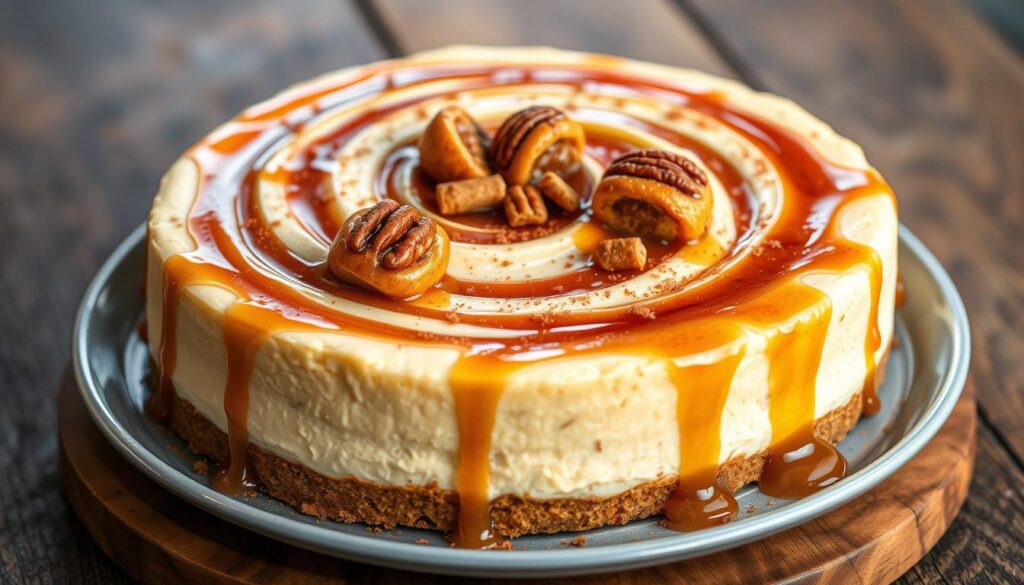 Cinnamon Roll Honeybun Cheesecake combines